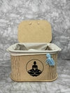 Cesto organizador de melamina con tapa y diseño zen – 25x20x15 cm. COD: 3253.