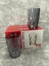 Set de 6 Vasos de Vidrio Color Gris con Diseño de Rombos. COD: 66.