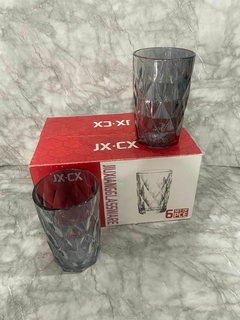 Set de 6 Vasos de Vidrio Color Gris con Diseño de Rombos. COD: 66. - comprar online