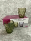 Set de 6 Vasos de Vidrio Verdes con Tramado de Rombos. COD: 65.