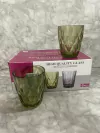 Set de 6 Vasos de Vidrio Verdes con Tramado de Rombos. COD: 65.