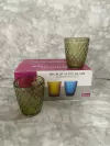Set de 6 Vasos de Vidrio Verdes con Tramado de Diamantes. COD: 65.
