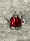 Tetera de Acero Inoxidable Roja con Filtro para Té en Hebras - 1 Litro. COD: 1039.