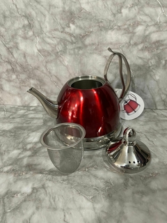 Tetera de Acero Inoxidable Roja con Filtro para Té en Hebras - 1 Litro. COD: 1039. en internet