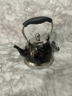 Tetera de Acero Negra con Detalles Dorados - 1 Litro con Filtro para Té. COD: 1038. - comprar online