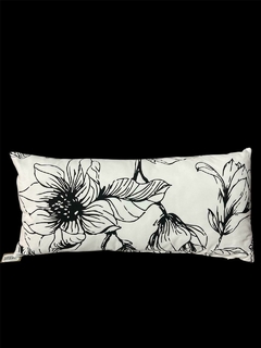 Almohadón Rosa China 60x30 cm - Diseño Blanco y Negro. COD: 3041.