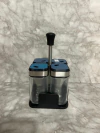 Especiero x4 con Soporte – Frascos de Vidrio con Tapas de Acero y Plástico. COD: 1644.