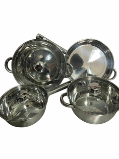 Set de Ollas de Acero Inoxidable con Tapas de Vidrio – 4 Piezas, Apto para Todo Tipo de Cocinas. COD: 809. - Blanqueria santina
