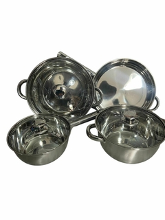 Set de Ollas de Acero Inoxidable con Tapas de Vidrio – 4 Piezas, Apto para Todo Tipo de Cocinas. COD: 809. en internet