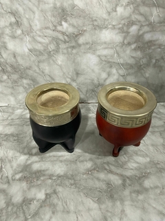 Mates Imperiales de Calabaza y Cuero con Virola de Alpaca – Artesanales y Únicos. COD: 301. - comprar online