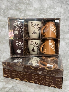 Set de 6 Tazas de Cerámica con Frase “Coffee Time” en Caja Decorativa. COD: 2430. - comprar online