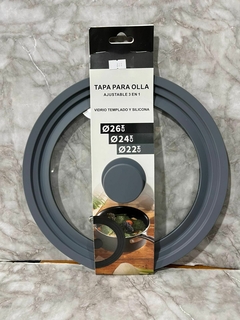 Tapa para Olla Ajustable 3 en 1 Vidrio Templado y Silicona para Ollas de 26, 24 y 22 cm. COD: 811.