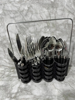 Set de Cubiertos de Acero con Porta Cubiertos con Manija – 24 Piezas. COD: 2185. - comprar online