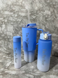 Set de Botellas x3 "Tau Pei Bear" – ¡Completísimo y en colores pastel!. COD: 2935.