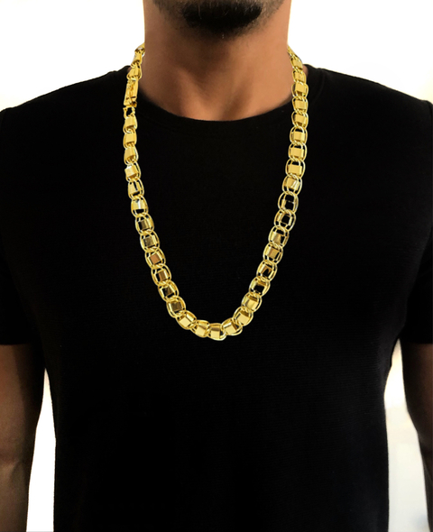 Corrente Dubai Fecho Gaveta 15mm - 70cm - Banhada a Ouro 18K - comprar online