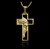 Kit Corrente Cadeado Fecho Gaveta Trava Dupla - 4mm - 70cm + Pingente Cruz Vazada com Jesus - Banhados a Ouro 18K - loja online