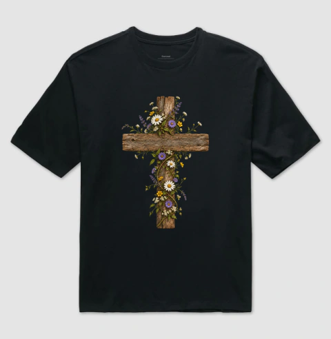 Camiseta Oversized Fé que Floresce