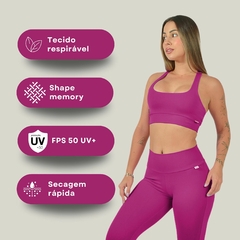 Conjunto Fitness Feminino de Poliamida Suplex Top Nadador Calça Legging