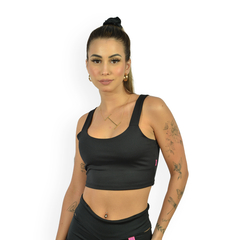 Blusa Cropped de Alça Feminina Com Forro Interno