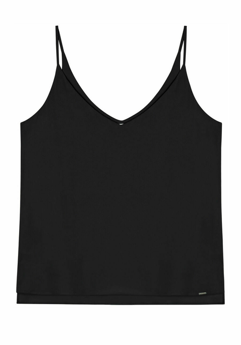 BLUSA COM ALÇAS EM CREPE DECOTE V PRETA LEZ A LEZ FEMININA