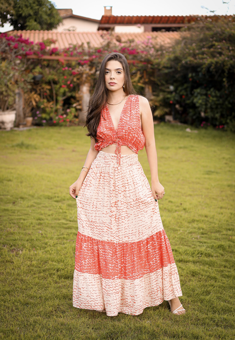 VESTIDO LONGO ESTAMPADO MY PLACE FEMININO