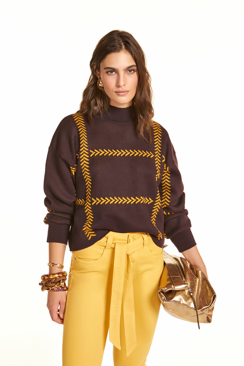 BLUSA GOLA ALTA BORDO MARIA VALENTINA