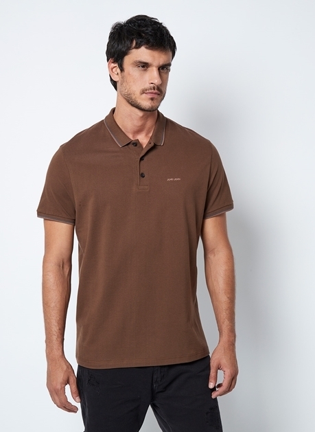 POLO 2 LINES TAUPE JOHN JOHN BEGE ESCURO MASCULINA
