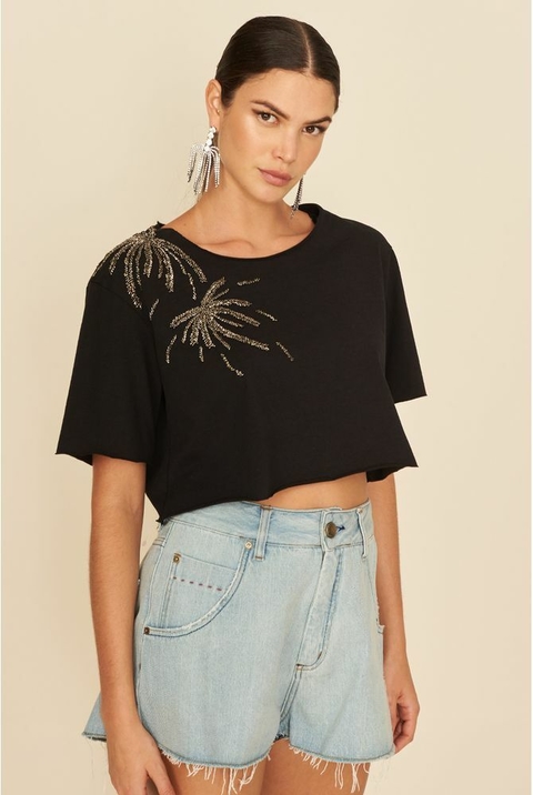 CROPPED BORDADO EXPLOSÃO PRETO MY PLACE FEMININO