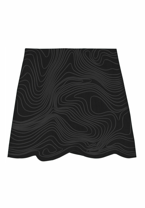 SAIA CURTA COM TEXTURA E DETALHE BARRA PRETA LEZ A LEZ FEMININA