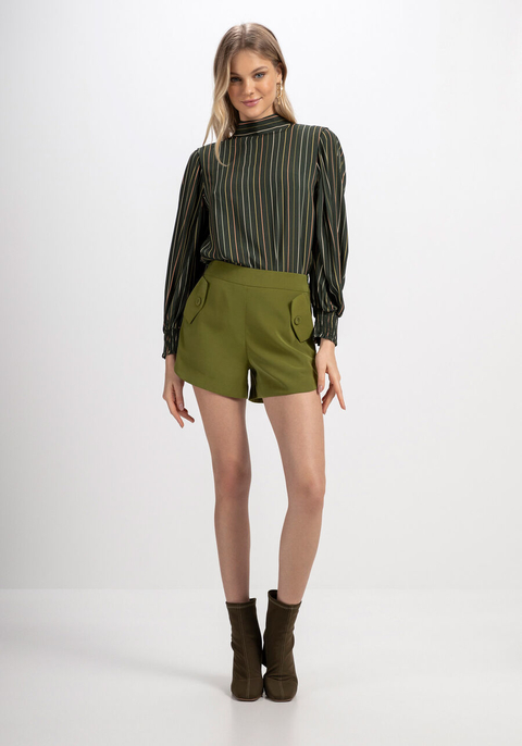 SHORTS CINTURA BAIXA ACETINADO COM LAPEDA LEZ A LEZ FEMININO