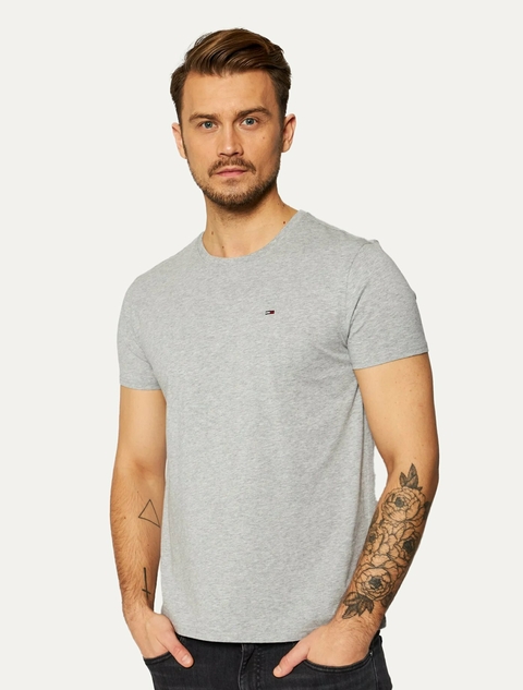 CAMISETA CLÁSSICA DE ALGODÃO CINZA TOMMY HILFIGER MASCULINA