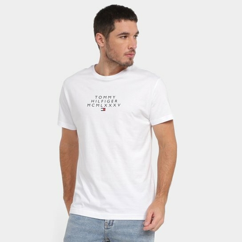 CAMISETA T-SHIRT SMALL CENTRE GRAPHIC BRANCA TOMMY HILFIGER MASCULINA