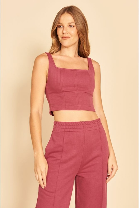 CAMISETA MOLETOM CORPETE BORDO MY PLACE FEMININA