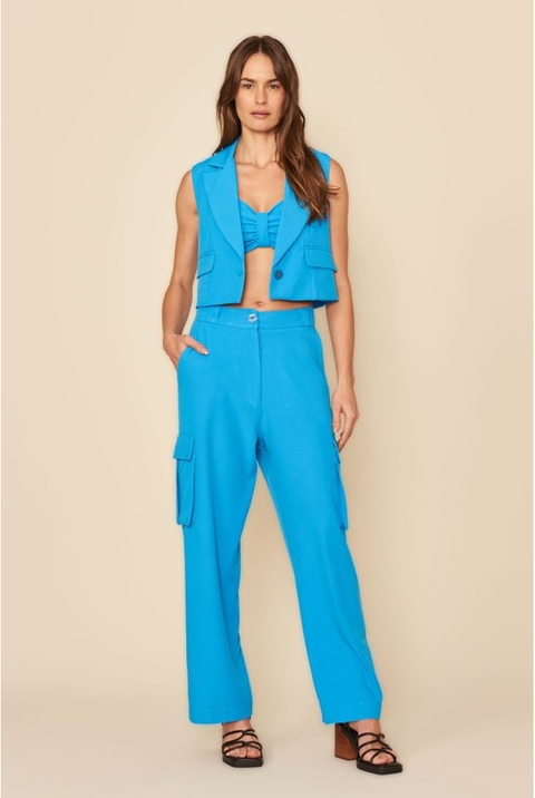 CALÇA CARGO CREPE MAR MY PLACE FEMININA