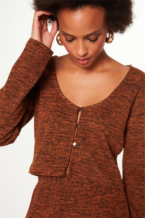 BLUSA CROPPED CANELADA COM BOTÕES DAMYLLER FEMININA