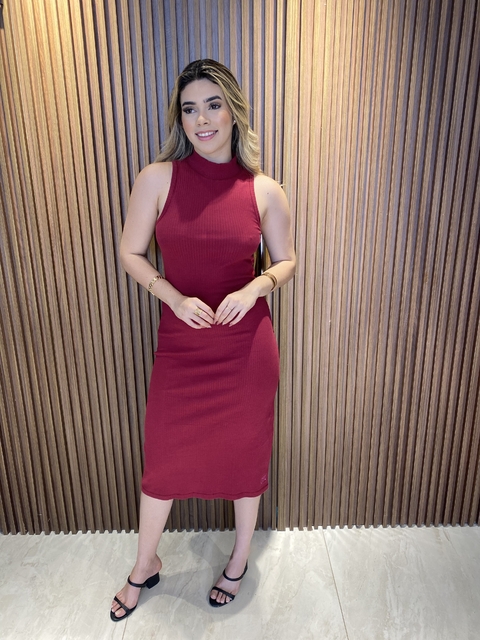 VESTIDO MALHA BASICO MIDI VINHO FEMININO OH BOY!