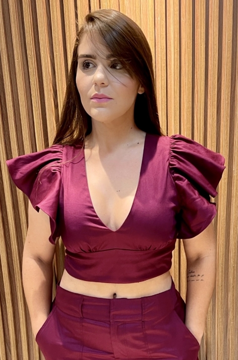 CROPPED TOP BORDO MARIA VALENTINA - comprar online