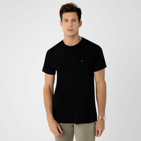 CAMISETA CLÁSSICA DE ALGODÃO PRETA TOMMY HILFIGER MASCULINA