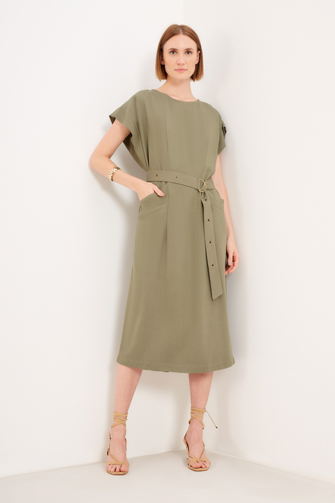 VESTIDO MIDI FENDA COSTAS VERDE FEMININO SACADA