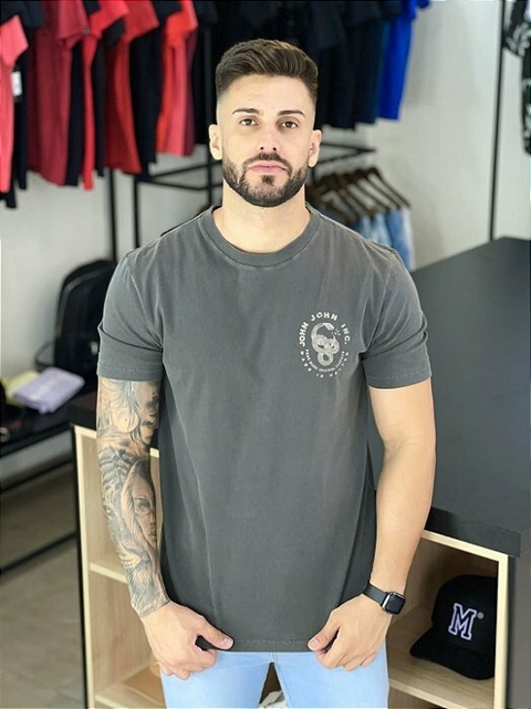 CAMISETA BASICA SNAKE JOHN JOHN CINZA ESCURO MASCULINA