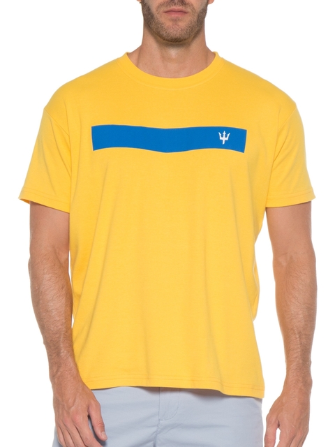 CAMISETA BIG SHIRT BARRA TRIDENTE OSKLEN AMARELA MASCULINA