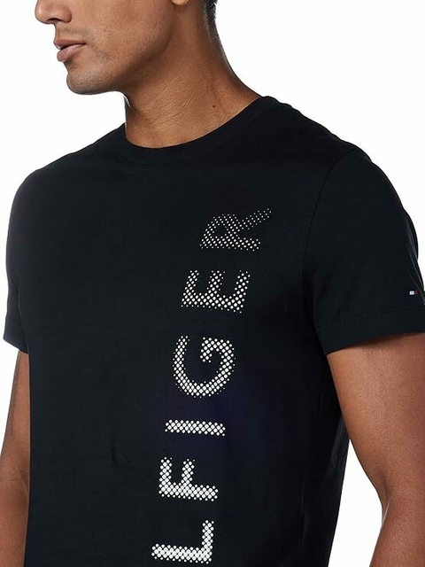 CAMISETA T-SHIRT LOGO VERTICAL AZUL MARINHO TOMMY HILFIGER MASCULINA