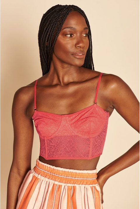 TOP CORSET RENDA CORAL - MY PLACE