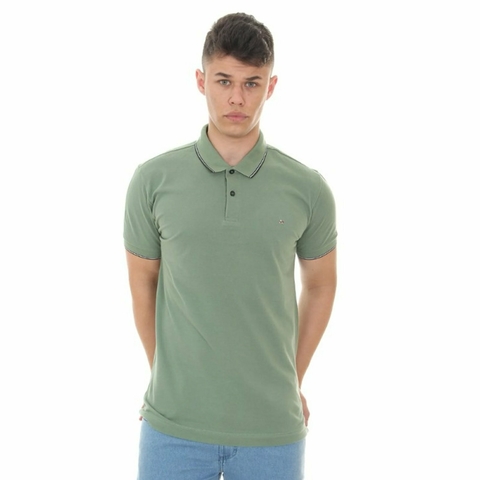 POLO BASICA 3 LISTRAS VERDE FOLHA ARAMIS