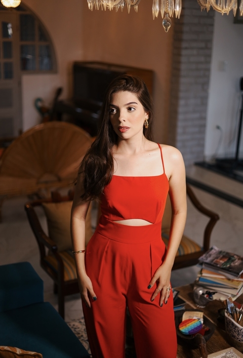 MACACÃO CREPE VERMELHO MY PLACE FEMININO