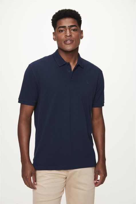 POLO BÁSICA DE MALHA MACIA DAMYLLER AZUL ESCURO MASCULINA