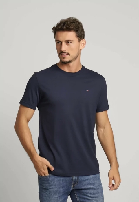 CAMISETA CLÁSSICA DE ALGODÃO AZUL MARINHO TOMMY HILFIGER MASCULINA