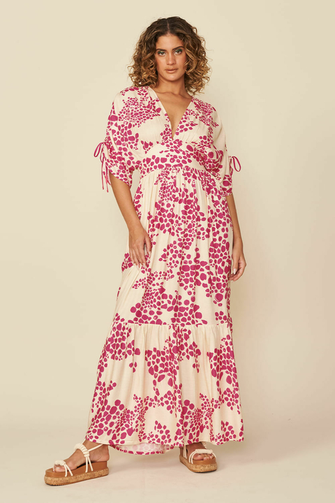 VESTIDO LONGO CREPE ESTAMPADO MY PLACE FEMININO