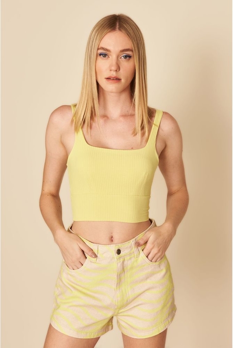 TOP CROPPED COM PALA AMARELO NEON - MY PLACE