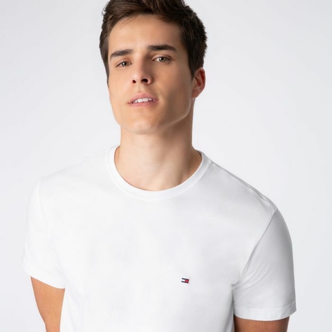 CAMISETA CLÁSSICA DE ALGODÃO BRANCA TOMMY HILFIGER MASCULINA